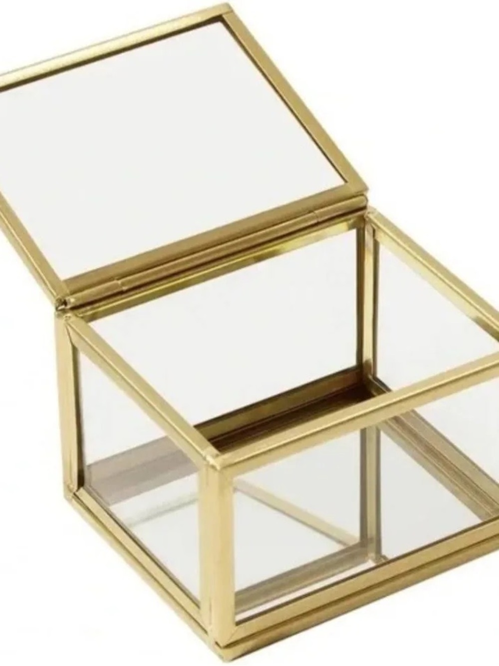 ettika Clear Glass Jewelry Box with Gold Frame